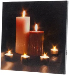 LED-Leinwandbild mit romantischem Kerzenflackern 