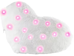 Deko-Webpelz-Kissen in Herz-Form mit roten LEDs