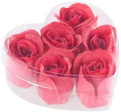6 rote Rosen-Duftseifen in Geschenk-Box