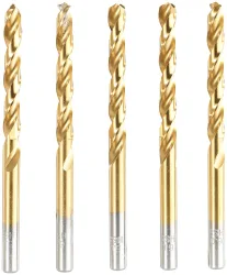 HSS-Bohrer-Set für Metall, Titan-beschichtet, 5 mm, 5 Stück