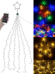 Christbaum-Überwurf-Lichterkette, 180 RGBW-LEDs, Bluetooth & App, IP44