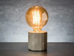 Dekorative Beton-Tischleuchte für E27-Lampen, bis 40 Watt, grau