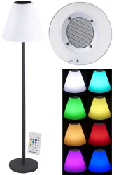 Solar-LED-Stehleuchte, Lautsprecher, Bluetooth, 7 Farben, 50 lm, 2,4 W