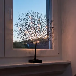Moderner Lichterbaum mit 25 warmweissen LEDs, 50 cm, weiss