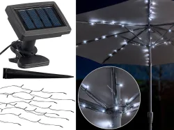 Solar-LED-Sonnenschirm-Lichterkette mit 8 Strängen und 72 LEDs, IP44