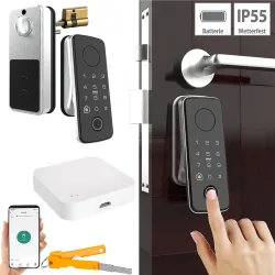 Motorbetriebener ZigBee-Schliesszylinder mit WLAN-Gateway und App, IP55