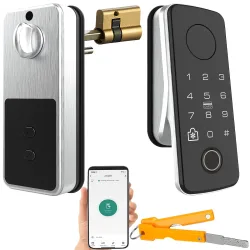 Motorbetriebener ZigBee-Schliesszylinder, Code, Fingerprint, App, IP55