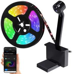 TV-Hintergrundbeleuchtung mit Kamera, RGB-IC-LEDs, WLAN, App, 55-65