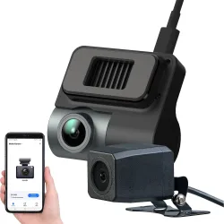 Kompakte 4K-Dashcam mit Full-HD-Heckkamera, G-Sensor, Parkwächter, App