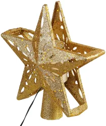 LED-Weihnachtsstern-Baumspitze mit Projektor, gold