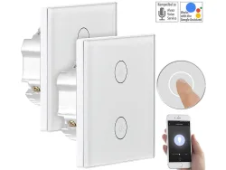 2er-Set Touch-Doppel-Lichttaster, kompatibel zu Alexa & Google Assitant