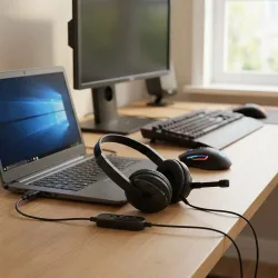USB-On-Ear-Stereo-Headset für den PC, mit Kabel-Fernbedienung