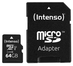 INTENSO Micro SDXC Card PREMIUM 64GB 3423490 with adapter, UHS-I