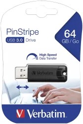 Verbatim -  PinStripe 3.0 - USB 3.0-Stick 64 GB  - Schwarz, 64 GB