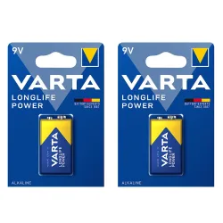 Longlife Power Batterie, Typ 9V/E-Block / 6LR3146, 9 Volt 2er-Set
