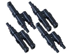 4er-Set Y-Stecker Adapter für Solarkabel, MC4-kompatibel, IP67