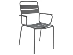Schaffner Metall-Lattenstuhl Glarus mit Armlehne Grau | Schubiger Möbel