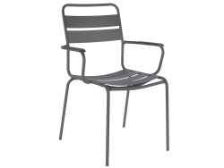 Schaffner Metall-Lattenstuhl Glarus mit Armlehne Grau | Schubiger Möbel