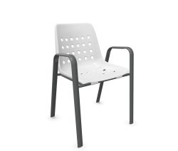 Schaffner Schalen-Stuhl Bermuda mit Armlehne Rundoval Weiss | Schubiger Möbel