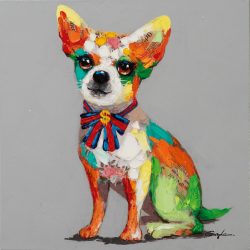 image LAND Gemälde Bunter Chihuahua mit Schleife  | Schubiger Möbel