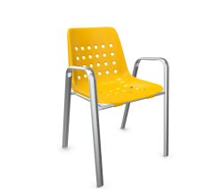 Schaffner Schalen-Stuhl Bermuda mit Armlehne Rundoval Feuerverzinkt Gelb | Schubiger Möbel