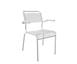 Schaffner Spaghetti-Stuhl Säntis mit Armlehnen Feuerverzinkt Weiss | Schubiger Möbel