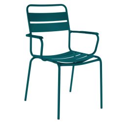 Schaffner Metall-Lattenstuhl Glarus mit Armlehne Blau | Schubiger Möbel