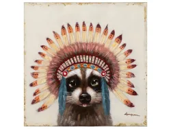image LAND Bild Waschbär mit Indianderschmuck  | Schubiger Möbel