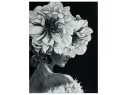 image LAND Bild Lady mit Blumenperücke in Schwarz-Weiss  | Schubiger Möbel
