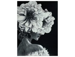 image LAND Bild Lady mit Blumenperücke in Schwarz-Weiss  | Schubiger Möbel