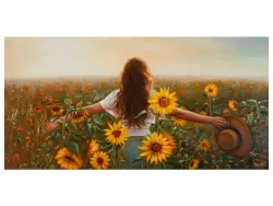 image LAND Bild Frau im Sonnenblumenfeld  | Schubiger Möbel