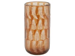 Edg Vase Amber mit Palmblatt H: 26 cm  | Schubiger Möbel