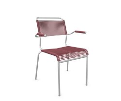Schaffner Spaghetti-Stuhl Säntis mit Armlehnen Feuerverzinkt Rot | Schubiger Möbel