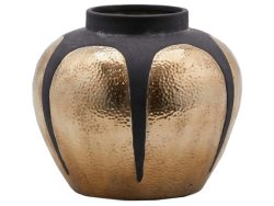 Edg Vase Gold-Schwarz Gehämmert H: 24 cm  | Schubiger Möbel