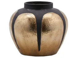 Edg Vase Gold-Schwarz Gehämmert H: 24 cm  | Schubiger Möbel