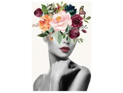 image LAND Digitaldruck auf Glas Lady mit Blumenperücke  | Schubiger Möbel