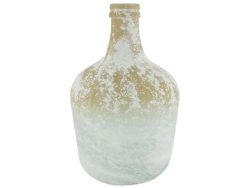 Decofinder Flasche Glas Weiss Gold H: 50 cm  | Schubiger Möbel
