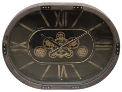 Decofinder Uhr Oval, Braun/gold  | Schubiger Möbel