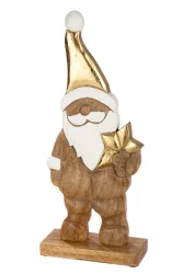 Gilde Figur Santa, Mangoholz, Gold H: 40 cm  | Schubiger Möbel
