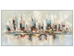 image LAND Gemälde Orange & Teal Skyline  | Schubiger Möbel