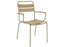 Schaffner Metall-Lattenstuhl Glarus mit Armlehne Braun | Schubiger Möbel