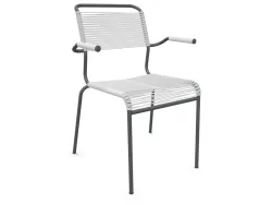 Schaffner Spaghetti-Stuhl Säntis mit Armlehnen Weiss | Schubiger Möbel