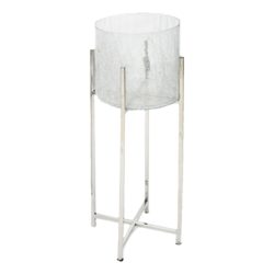 Gasper Windlicht Glas Crackle Auf Edelstahlständer, Silber  | Schubiger Möbel