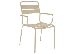 Schaffner Metall-Lattenstuhl Glarus mit Armlehne Beige | Schubiger Möbel