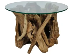 Decofinder Beistelltisch Wurzelholz mit Glas H: 38 cm  | Schubiger Möbel