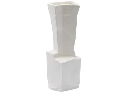 Edg Vase Kantig Matt Weiss H: 30 cm  | Schubiger Möbel