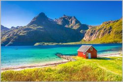 image LAND Bild mit Rahmen Einsames Haus am Fjord  | Schubiger Möbel