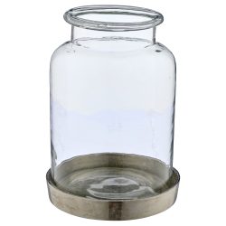 Gasper Windlicht Lepuro Glas Auf Aluminiumfuss  | Schubiger Möbel