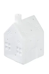 Gilde Windlicht mit LED Haus-Led, Cozy, Weiss H: 12 cm  | Schubiger Möbel