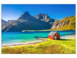 image LAND Bild mit Rahmen Einsames Haus am Fjord  | Schubiger Möbel